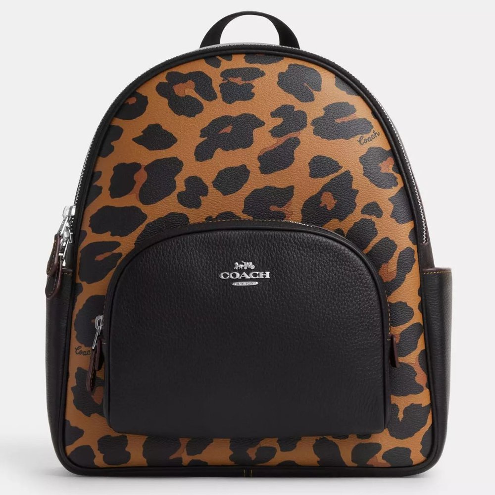 Coach Leopard Print Backpack - Black and Brown
